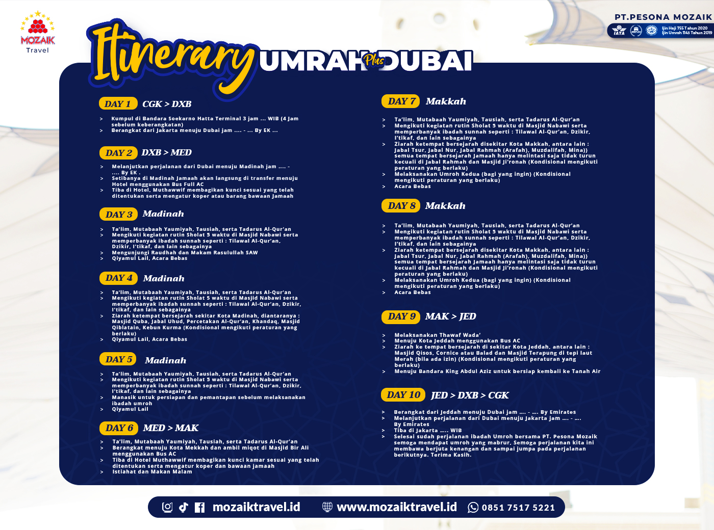 MOZAIK TRAVEL UMRAH PLUS DUBAI 10 HARI 4